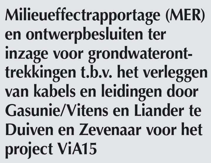 MER Grondwaterontrekkingen tbv verleggen kabels en leidingen 